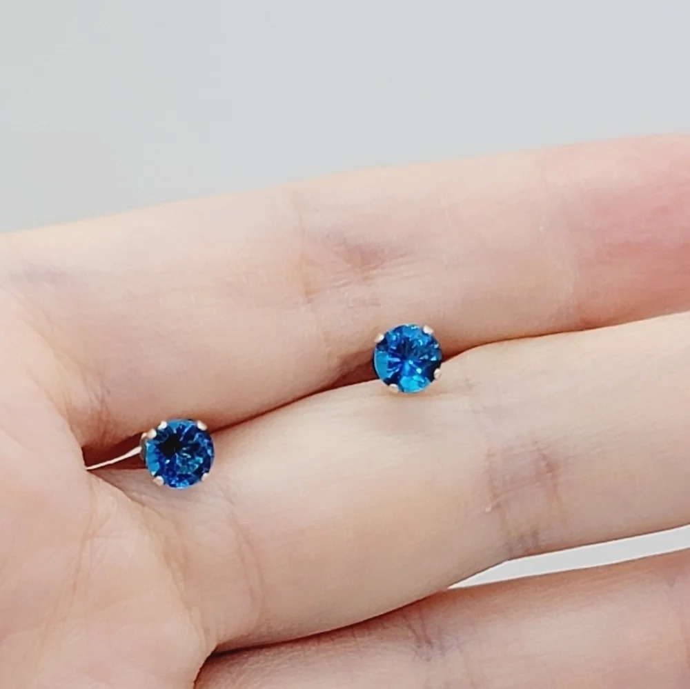 New Cerulean Blue CZ 925 Sterling Silver earrings